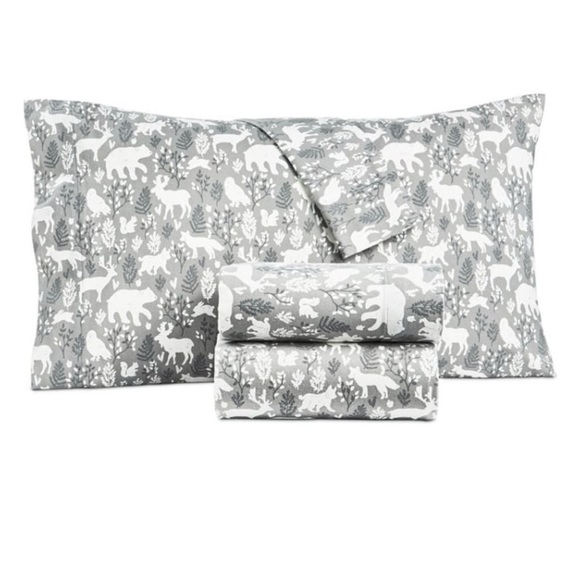 Martha Stewart Holiday Collection Forest Friends Flannel Sheet Set Twin - Picture 1 of 5